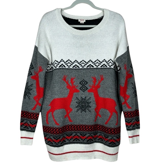 Mossimo Supply Co. Reindeer And Snowflake Christmas Sweater Size L - Picture 2 of 10